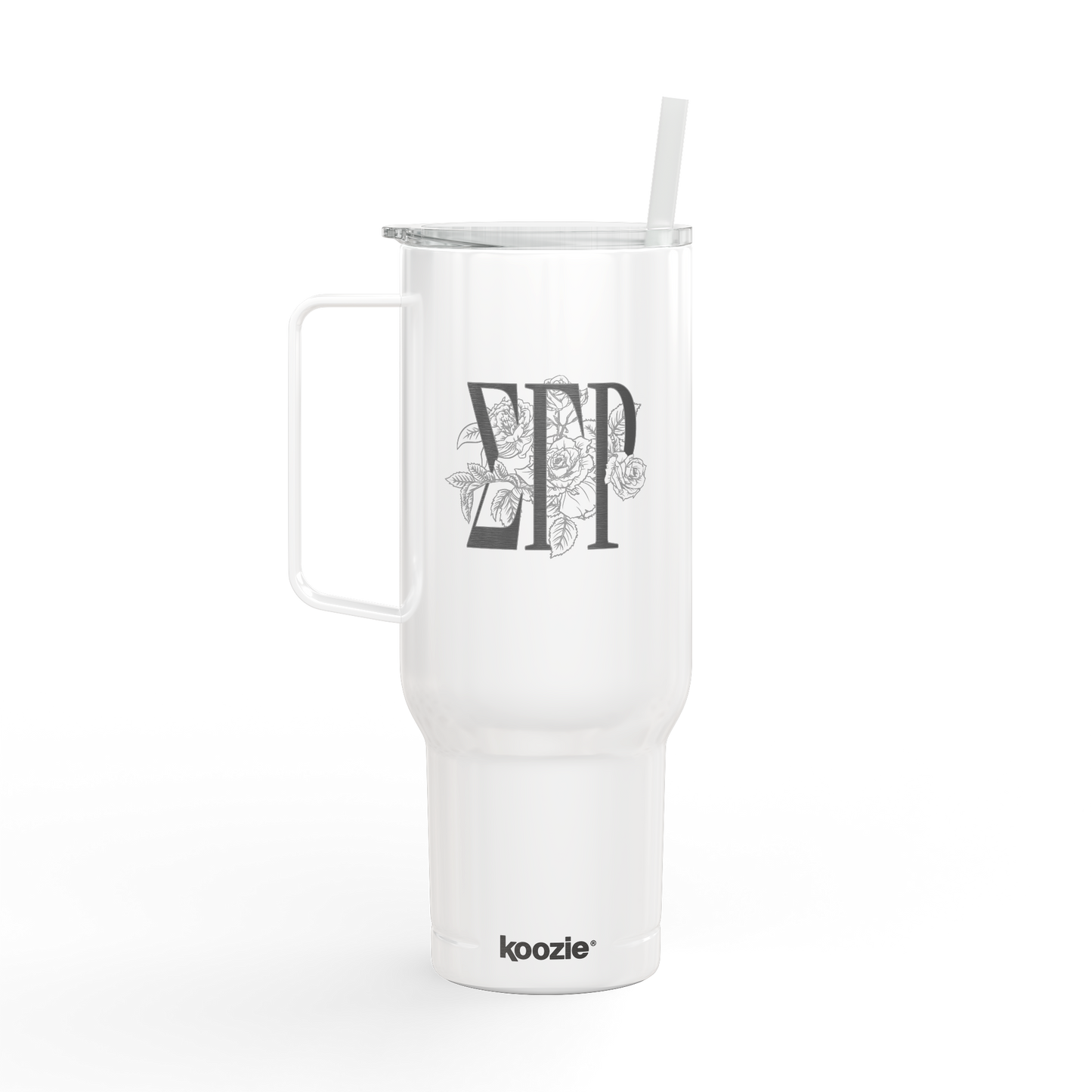 Engraved Floral Letters 40oz Tumbler with Lid