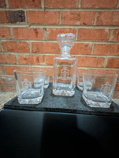 Kappa Alpha Psi 5 Piece Decanter Set
