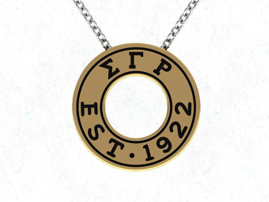 Sigma Gamma Rho Gold/ Rhoyal Blue Crystal Necklace
