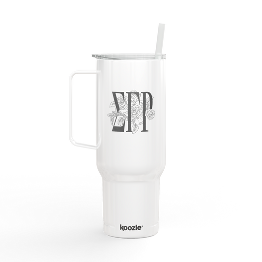 Engraved Floral Letters 40oz Tumbler with Lid