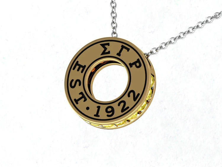 Sigma Gamma Rho gold crystals necklace